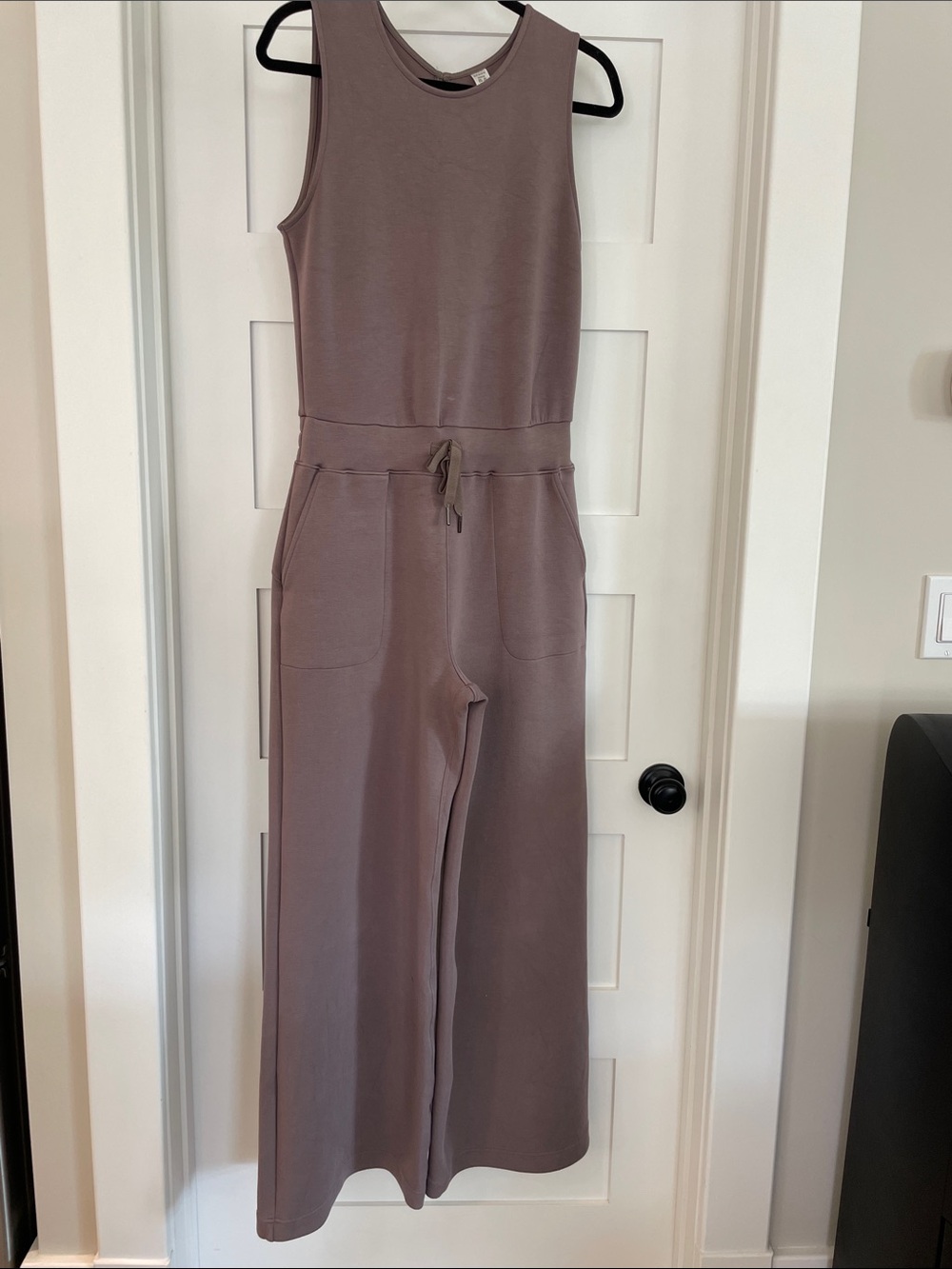 SPANX Sleeveless Wide-Leg Jumpsuit in Taupe